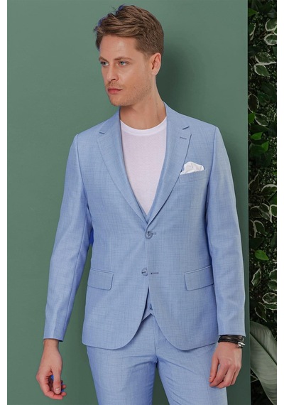 Efor Tk 872 Slim Fit Mavi Klasik Takım Elbise Mavi