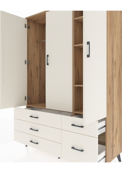 Hyperion Dolap 5 Raflı 5 Çekmeceli Tek Askılı 132x44x195 Çam-aytaşı/aytaşı Aytası/aytası Hyperion Dolap 5 Raflı 5 Çekmeceli Tek Askılı 132x44x195 Çam-aytaşı/aytaşı Aytası/aytası
