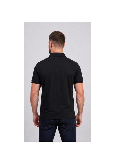 Roballi Regular Fit Polo Yaka Düz Pamuklu Erkek Siyah Kısa Kol Tişört Siyah