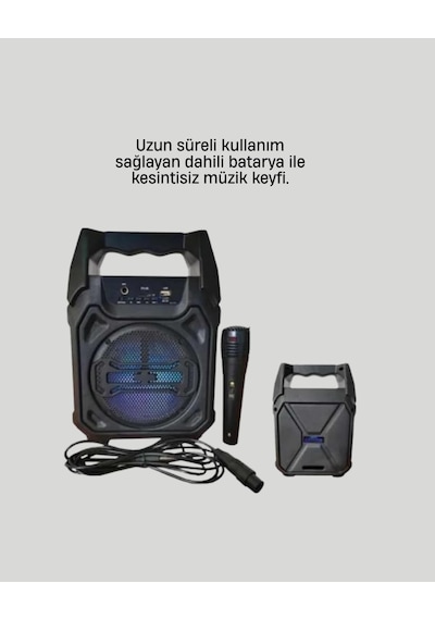 Taşınabilir 6.5 Bluetooth Hoparlör Usb Tf Kart Mikrofonlu Şarjlı Sistem