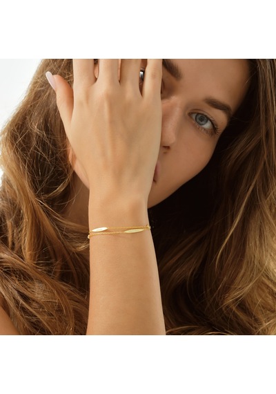 Queen Silver Jewelry 925 Ayar Gümüş 2 İsimli Bileklik Altın