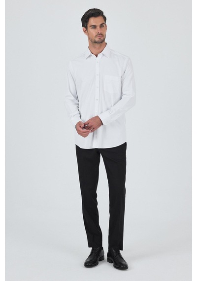 İmza Uzun Kol Düz Bez Ayağı Sert Yaka Cepli Pamuklu Classic Comfort Fit Gömlek 1004250210 Beyaz İmza Uzun Kol Düz Bez Ayağı Sert Yaka Cepli Pamuklu Classic Comfort Fit Gömlek 1004250210 Beyaz