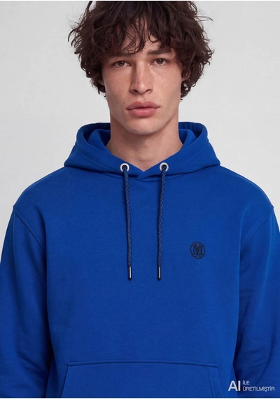 Mavi Logo Nakışlı Kapüşonlu Mavi Erkek Sweatshirt M065809-70896