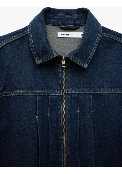 Koton Fermuarlı Pamuklu Cepli Dikiş Detaylı Gömlek Yaka Denim Ceket Koyu İndigo 5sam50022nd Indıgo Koton Fermuarlı Pamuklu Cepli Dikiş Detaylı Gömlek Yaka Denim Ceket Koyu İndigo 5sam50022nd Indıgo