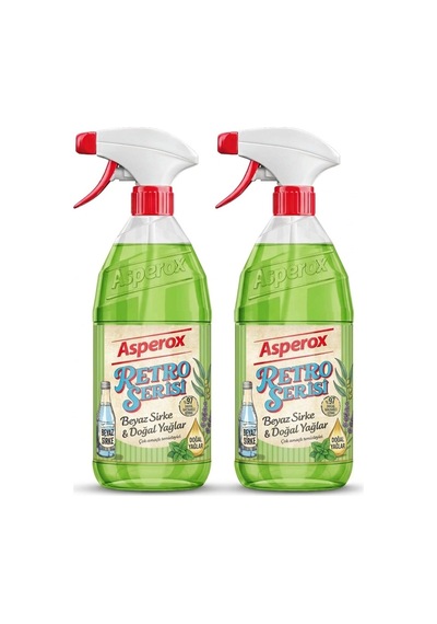Asperox Retro Serisi Beyaz Sirke & Doğal Yağlar Çok Amaçlı Yüzey Temizleyici Sprey 1 L X 2 Adet 2'li Set