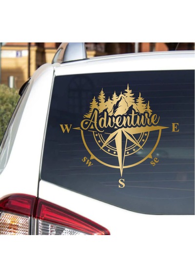 Pusula Ve Macera Sticker - Adventure 4x4 Off Road Pickup Sticker - Araba Oto Karavan Sticker - 00302 60x52 Cm