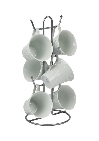Edora Home 2'li Gümüş Mutfak Organizer Seti, Ayraçlı Kağıt Havluluk Ve 6 Kancalı Bardaklık - Metal Paslanmaz
