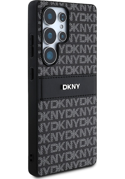 Galaxy S25 Ultra Kılıf Dkny Uyumlu Lisanslı Kartlıklı 3d Yazılı Repeat Texture Pattern Kapak Siyah