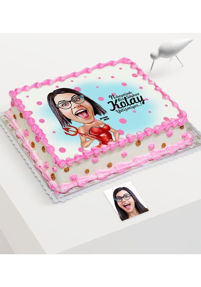 Kişiye Özel Bayan Karikatür Baskılı Yaş Pasta Için Yenilebilir Şe (367083938)