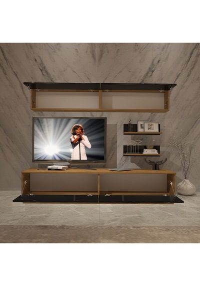 Decoraktiv Eko 5b Mdf Std Tv Ünitesi Tv Sehpası Pera - Siyah