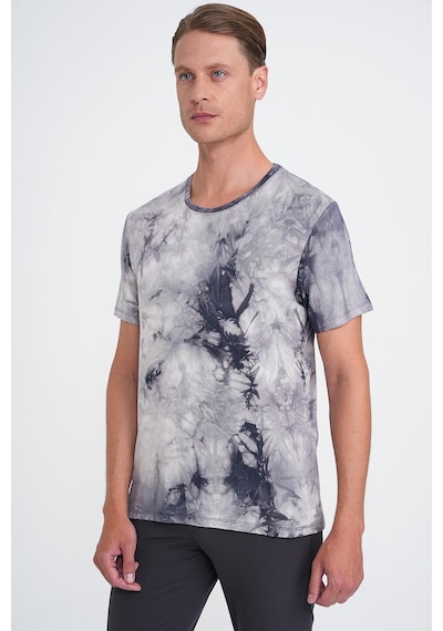 Efor Comfort Fit Bisiklet Yaka Batik Desen Kısa Kol Lacivert Tişört Ts 914 Lacivert