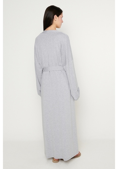 Ac&co / Altınyıldız Classics Kadın Grı Melanj Yumuşak Dokulu Rahat Standart Fit Şal Yaka Esnek Kimono