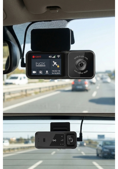 Inox-x607 4g Ve Gps Destekli Çift Yönlü Araç İçi Kamera - Canlı İzleme Ve Filo Takip Kamerası Dash Cam