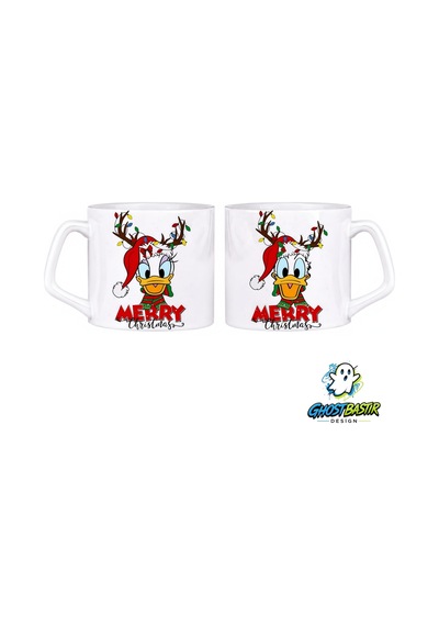 Ghostbastır Design Donald Ve Daisy Duck Noel Yılbaşı Kupa Bardak Tek Adet 0983 çok renkli