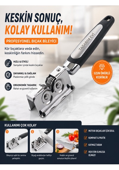 Paslanmaz Çelik Bıçak Bileyici Çift Diskli