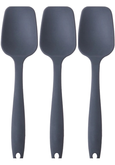 Pink Rose Antrasit Büyük Boy Düz Silikon Spatula Set 3 Adet