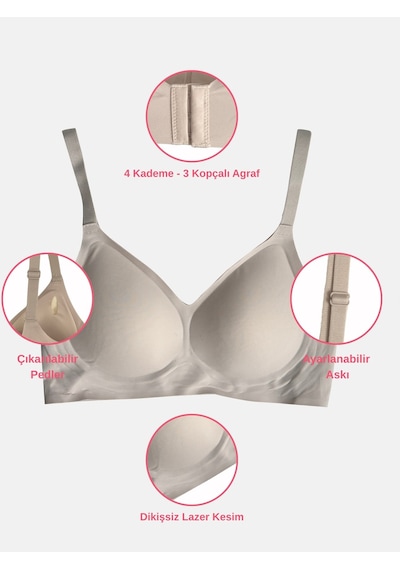 Alya Underwear Kadın Lazer Kesim Dikişsiz Çıkarılabilir Pedli Hayalet Sütyen Siyah Açık Gri Alya Underwear Kadın Lazer Kesim Dikişsiz Çıkarılabilir Pedli Hayalet Sütyen Siyah Açık Gri