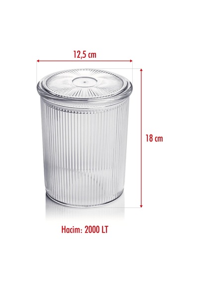 9'lu Barok Yuvarlak Büyük Kavanoz Seti & Saklama Kabı & Erzak Kabı 9 2000 Ml Çr