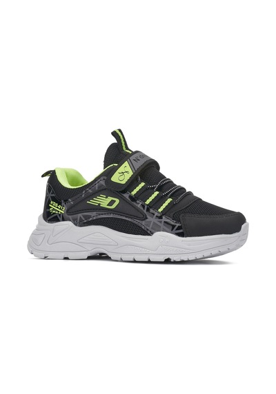 Günlük Çocuk Unisex Sneaker Nefes Alabilen Lastik Bağcıklı Cırt Cırtlı Hafif Esnek Ayakkabı 0013 Siyah - Sarı
