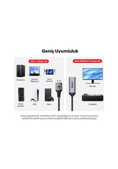Unıtek 8k 60hz Dısplayport To Hdmı Adaptor V1617agy01