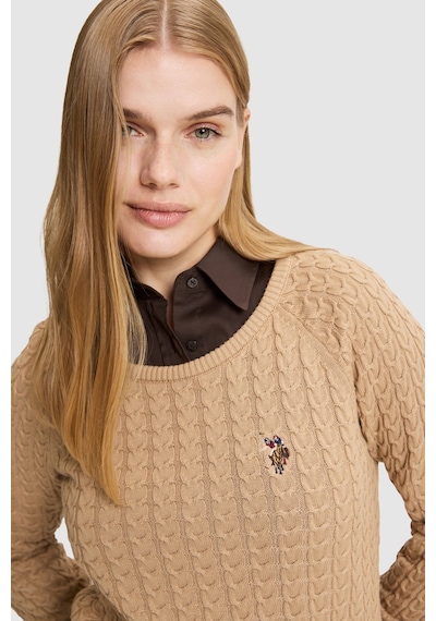 U.S. Polo Assn. Kadın Camel Bisiklet Yaka Basic Kazak 50327560-vr015