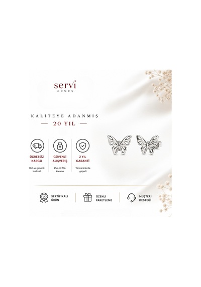 Servi 925 Ayar Gümüş Silver Wings Kelebek Figürlü Küpe-534
