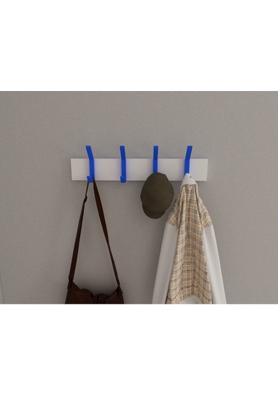 Hepsi3boyutlu Modern Duvar & Kapı Kanca Askılık - 4 Adet Mavi Kanca Askılık - Model No : 1 Mavi