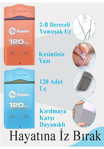 Kalem Ucu 120 Li 0.7 Mm 2b 1 Paket Fixpoint Çoklu Versatil Kalem Uç Mekanik Uçlu Otomatik Kurşun Kalem Ucu 60 Mm Yumuşak