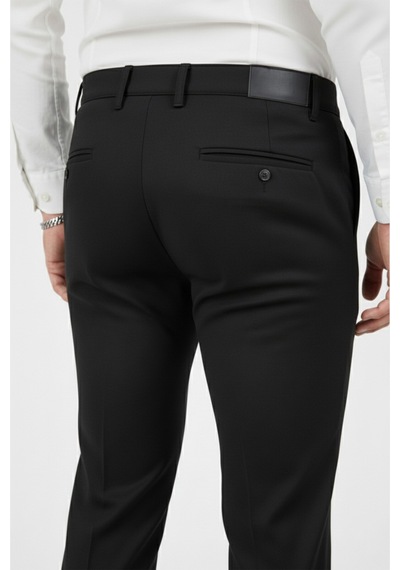 Deepsea Erkek Siyah Modern Fit Likralı Kumaş Pantolon Günlük & Ofis Kullanımı 2602020 Siyah