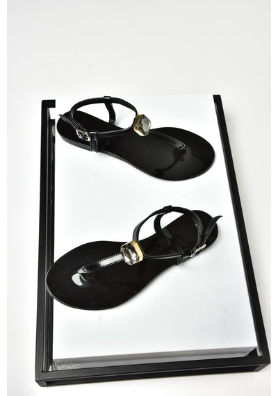 Fox Shoess272095209 Siyah Parmak Arası Kadın Sandalet Siyah