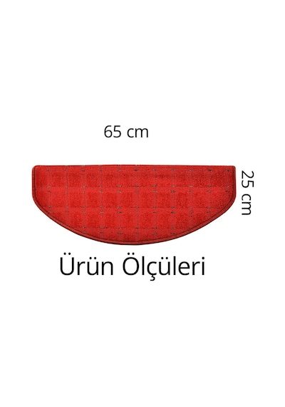 Yarım Ay Bukle Halıdan Alınlıklı Basamak Ve Merdiven Paspası - Kırmızı / Adet Olarak Satılır Null