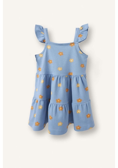 Defacto Floral Askılı Elbise Kız Bebek H8449a526hsbe302 Mavi-be302