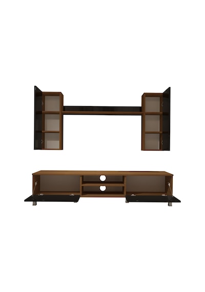 Decoraktiv Eko 7 Mdf Dvd Krom Ayaklı Tv Ünitesi Tv Sehpası Ceviz - Siyah