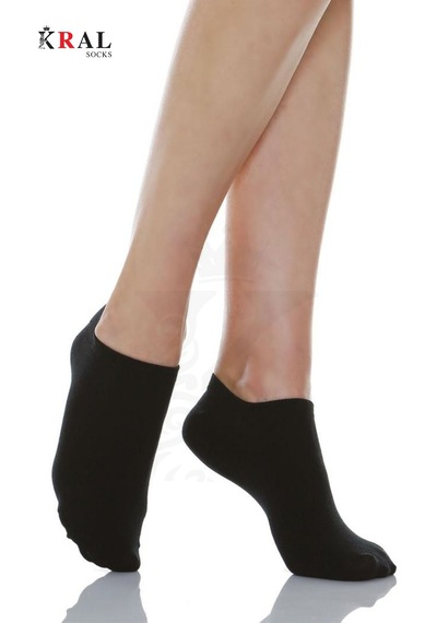 Kral Socks Kadın Pamuklu Terletmez 10'lu - 10 Çift Yazlık Görünmez Çorap Siyah