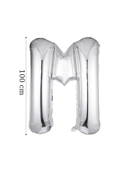 Folyo Balon M Harfi Helyum Balon 100 Cm Gümüş Renk - M Harf Balon - Harf Folyo Silver Balon Çok Renkli