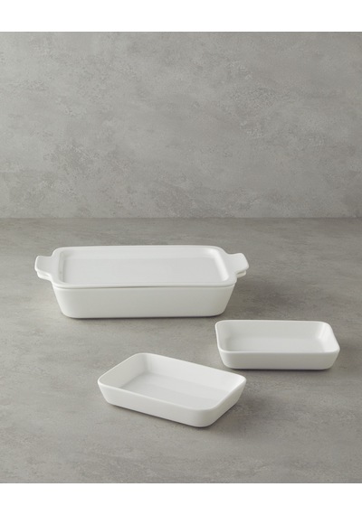 Bianca Seramik Set Fırın Kabı 34x20 Cm Beyaz Beyaz
