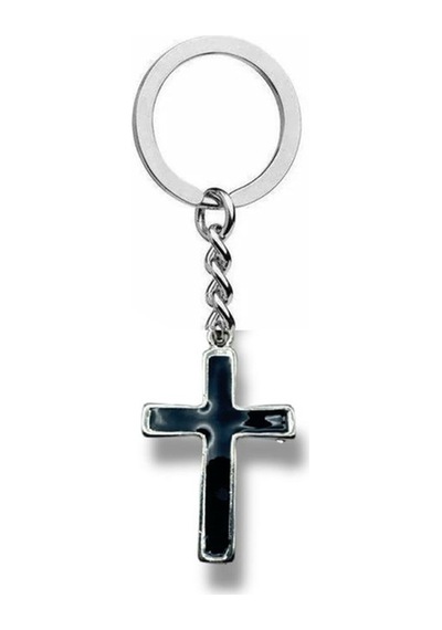 Siyah Mineli Gotik Haç Figürlü Unisex Anahtarlık Zamak Metal Çanta Süsü Ve Spiritüel Aksesuar