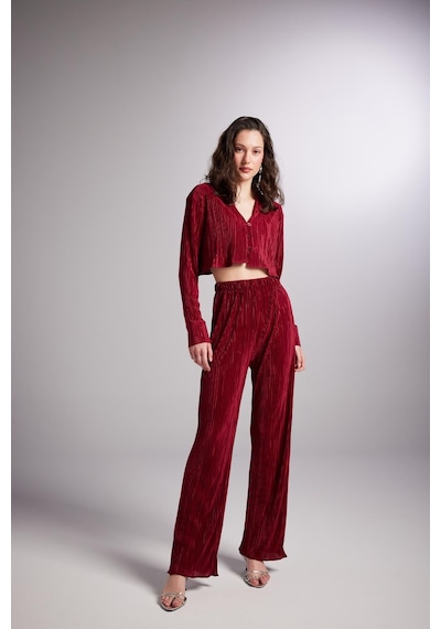 Holly Lolly Beli Lastikli Esnek Comfy Pantolon Bordo