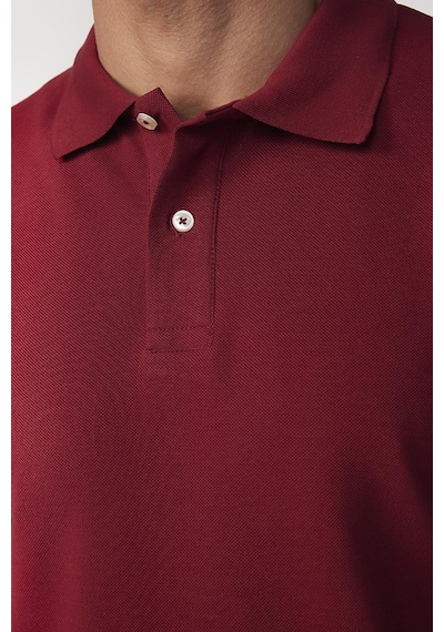 Tudors Erkek Slim Fit Dar Kesim Pamuklu Yumuşak Dokulu Serin Tutan Kumaş Düz Pike Bordo Polo Yaka Tişört-30770-Bordo