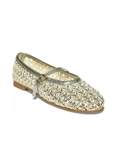 Fox Shoes Y267272709 Gümüş Örgü File Görünümlü Kadın Babet Gümüş
