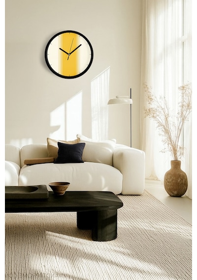 Modern Duvar Saati - 30cm - Önü Camlı Siyah Kasa - Sessiz Mekanizma-jh0178 Siyah