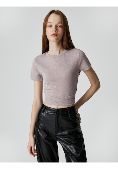Koton Crop Tişört Bisiklet Yaka Kısa Kollu Simli Beli Bağlamalı Pembe 3sal10104ık 3SAL10104IK253 Gül Rengi Koton Crop Tişört Bisiklet Yaka Kısa Kollu Simli Beli Bağlamalı Pembe 3sal10104ık 3SAL10104IK253 Gül Rengi