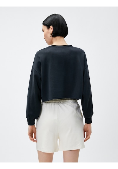 Koton Crop Sweatshirt Modal Karışımlı Siyah 3sak10090ek Siyah