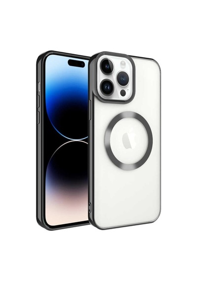Apple Uyumlu iPhone 14 Pro Max Kılıf Magsafe Köşeleri Renkli Lüx Şeffaf