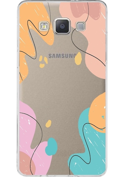 Samsung Galaxy A5 2015 Uyumlu Kapak Karışık Renkler Tasarımlı Şeffaf Silikon Kılıf Şeffaf