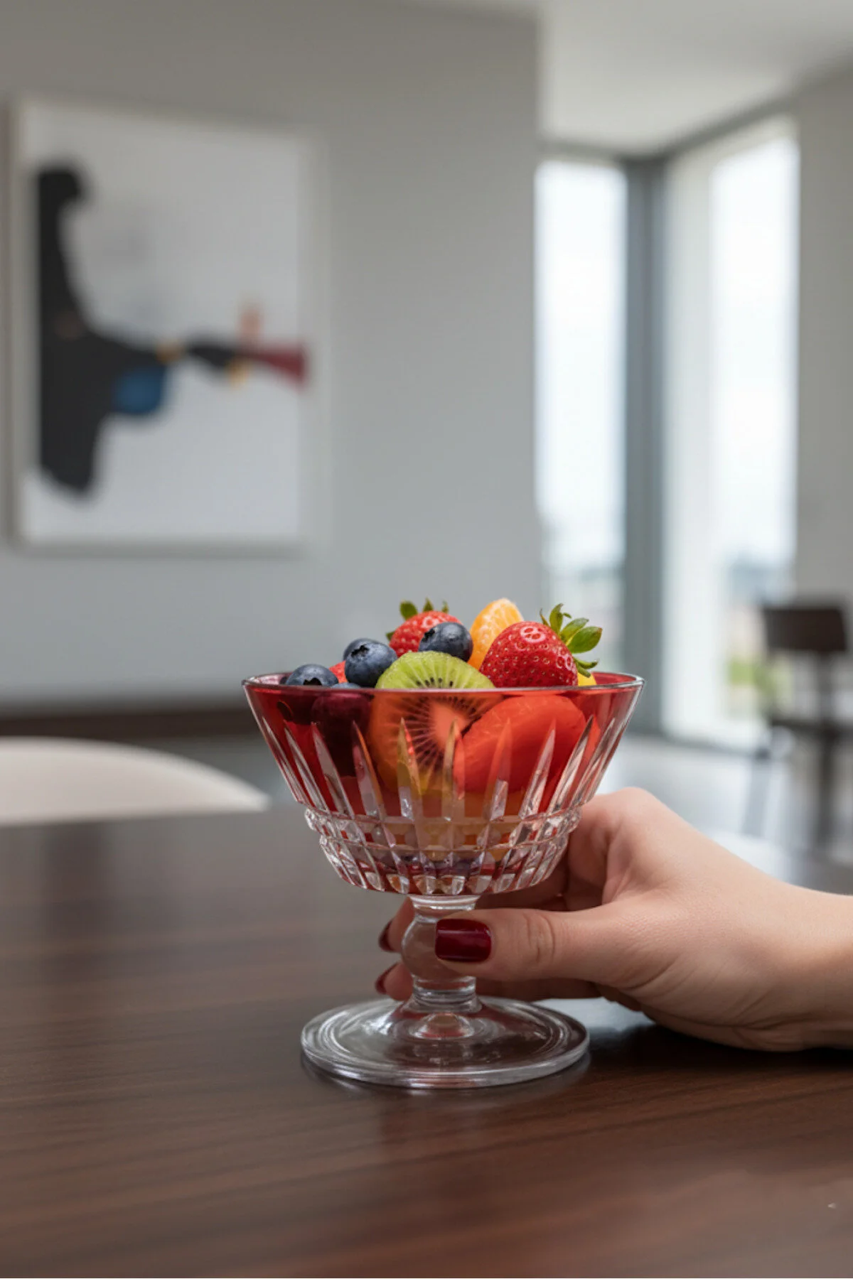 Lizbon Dekorlu Renkli Ayaklı Çok Amaçlı Kase 345 Cc Çerez, Dondurma, Salata & Magnolia Sunumu kırmızı