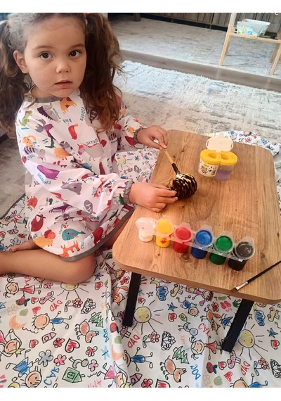 4-7 Yaş Zoo Sıvı Geçirmez Çocuk Aktivite Boyama Önlüğü