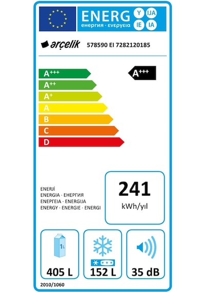 Arçelik 578590 EI 557 LT No-Frost Çift Kapılı Buzdolabı