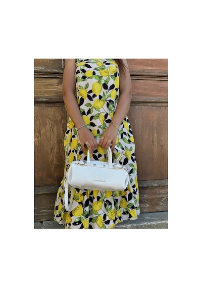 Just Polo Kadın Gold Detaylı Silindir Tasarım El Ve Omuz Çantası Shoulder Bag Ebat : 27 X 13 Cm Beyaz
