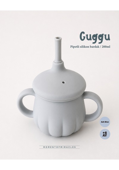 Tgm Baby Guggu Ultra Premium Silikon Pipetli Alıştırma Bardağı 200 Ml Açık Mavi